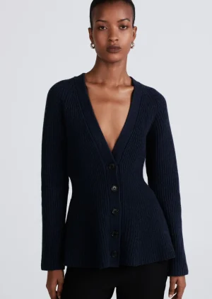 Derek Lam -Amalia Flared Cardigan Navy Melange