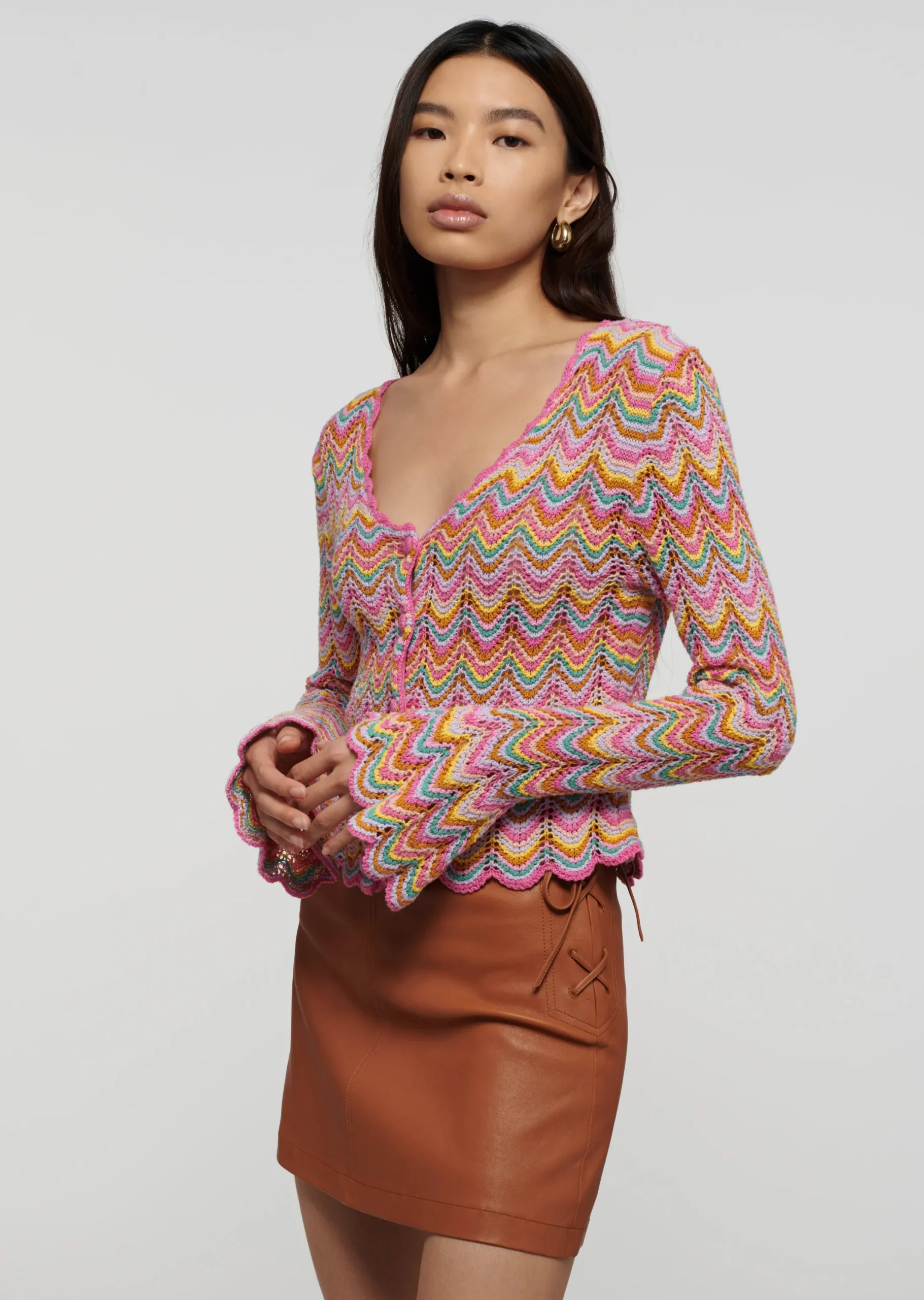 Derek Lam -Arya Scallopped Cardigan Multi