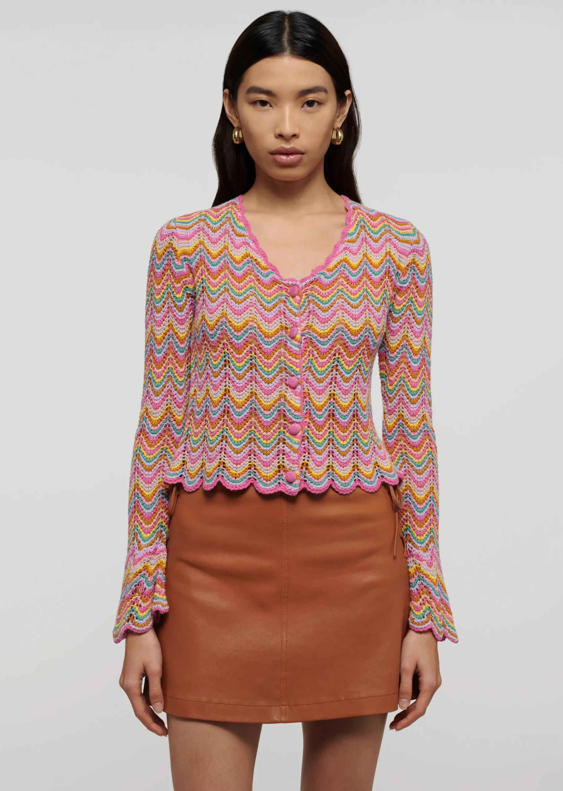 Derek Lam -Arya Scallopped Cardigan Multi