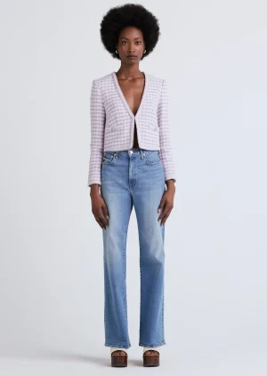 Derek Lam -Astrid V-Neck Crop Jacket Lavender-Ivory