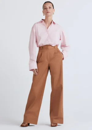 Derek Lam -Baxter Wide Leg Pleated Pants Mocha