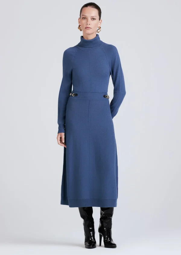 Derek Lam -Becky Raglan Horsebit Sweater Dress Slate