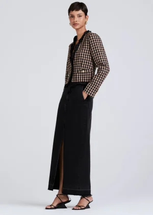 Derek Lam -Betti Twisted Ruffle Trim Jacket Black-Gold Multi