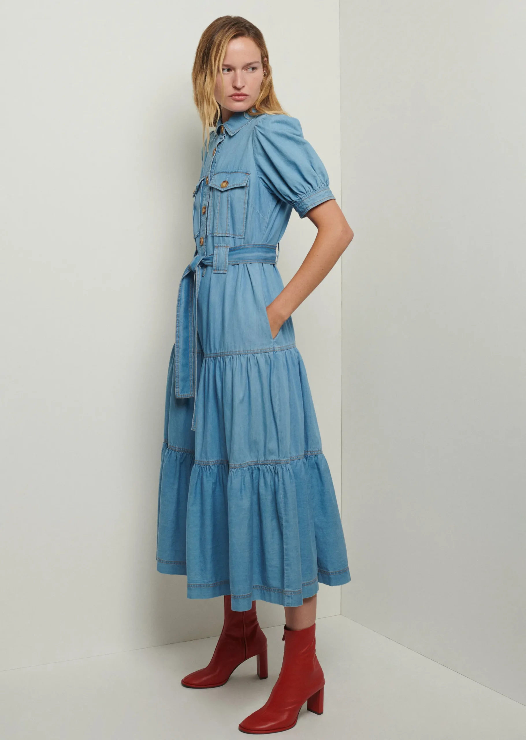 Derek Lam -Buffy Utility Dress Light Wash