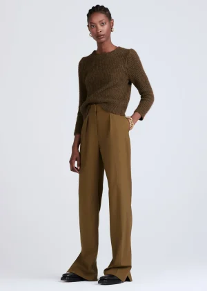 Derek Lam -Calypso Pleated Slit Trousers Moss