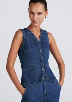 Derek Lam -Cassie Denim Vest Bedford Dark