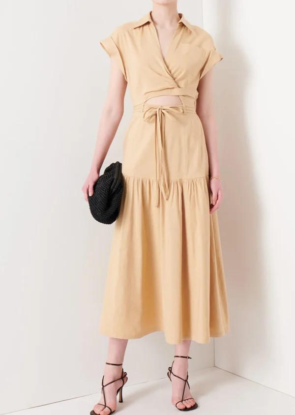 Derek Lam -Charlene Cut-Out Shirt Dress Almond
