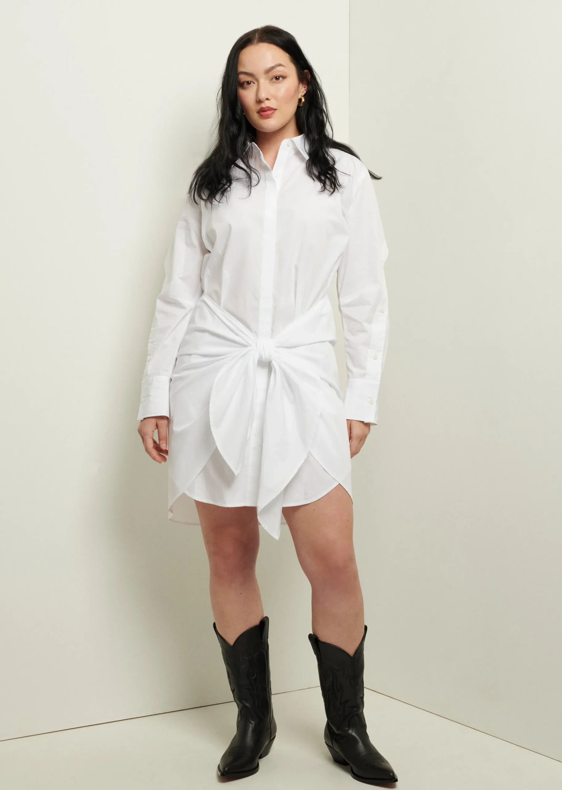 Derek Lam -Charlotte Tie Waist Shirt Dress White