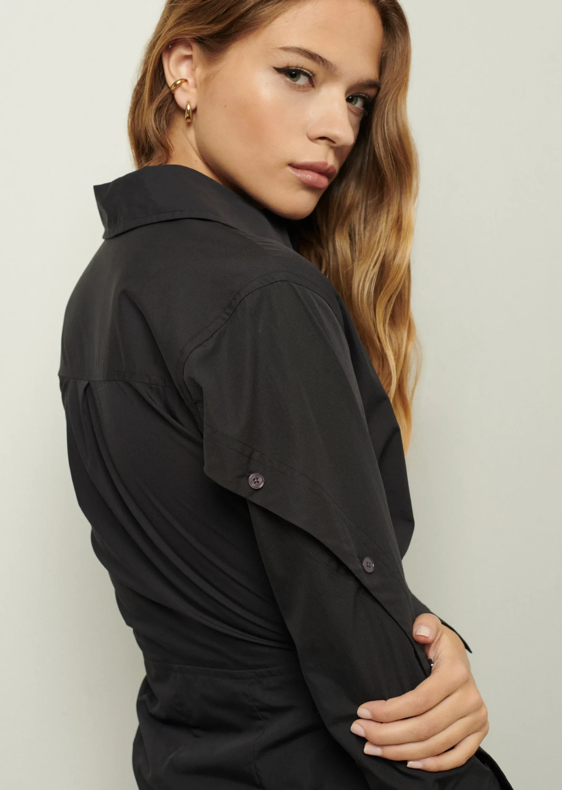 Derek Lam -Charlotte Tie Waist Shirt Dress Black