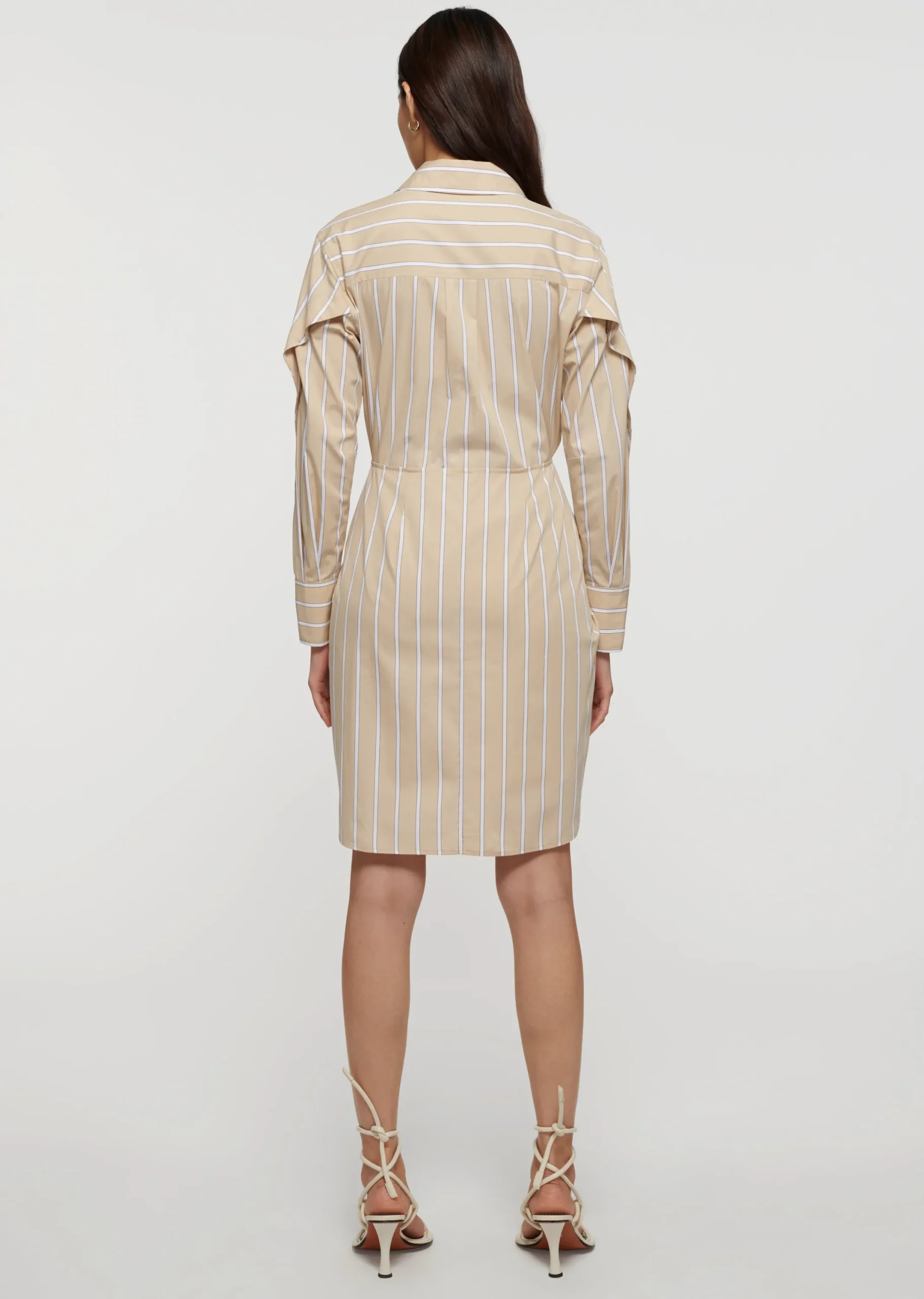Derek Lam -Charlotte Tie Waist Shirt Dress Khaki Multi