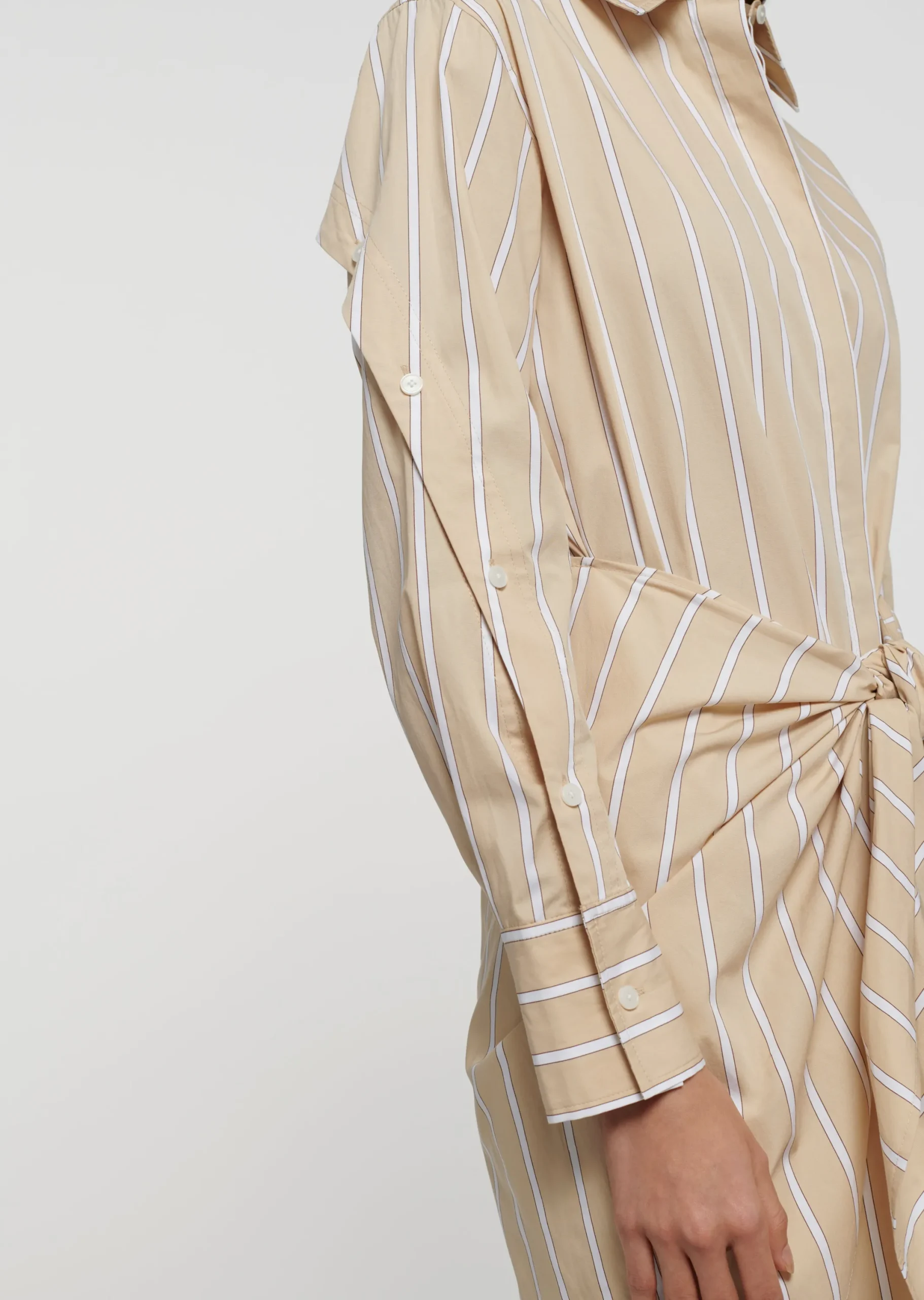 Derek Lam -Charlotte Tie Waist Shirt Dress Khaki Multi