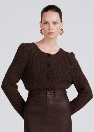 Derek Lam -Cosmo Puff Sleeve Cardigan Chocolate