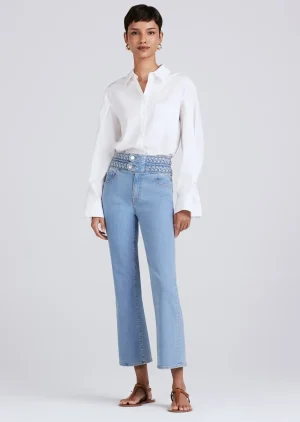 Derek Lam -Crosby Braided High Rise Crop Flare Dover Light