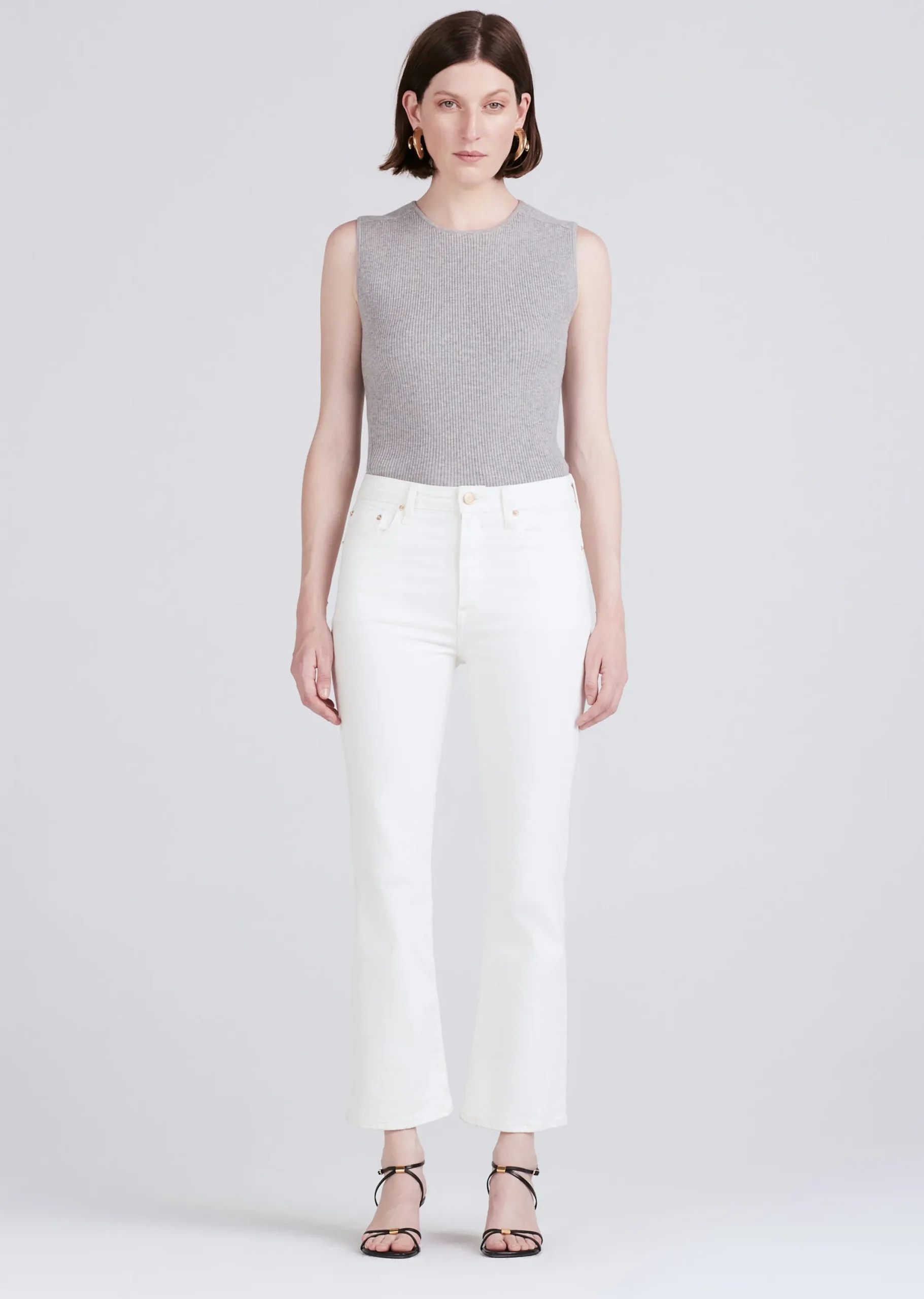 Derek Lam -Crosby High Rise Crop Flare Jeans Ivory