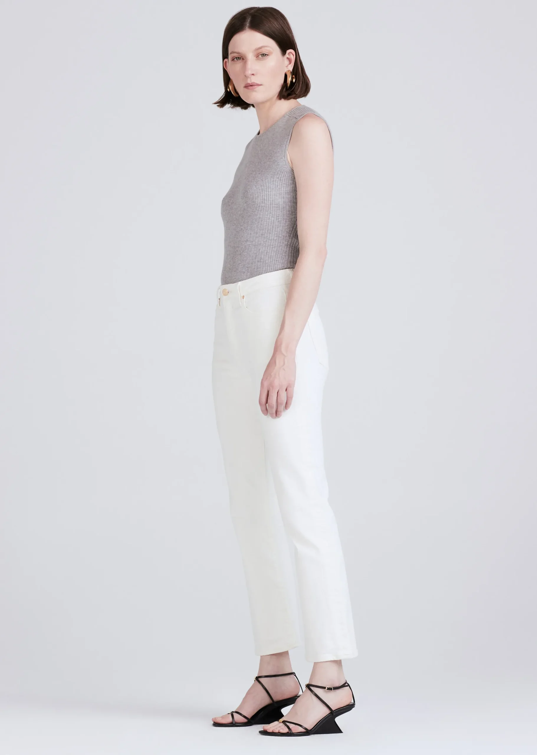 Derek Lam -Crosby High Rise Crop Flare Jeans Ivory