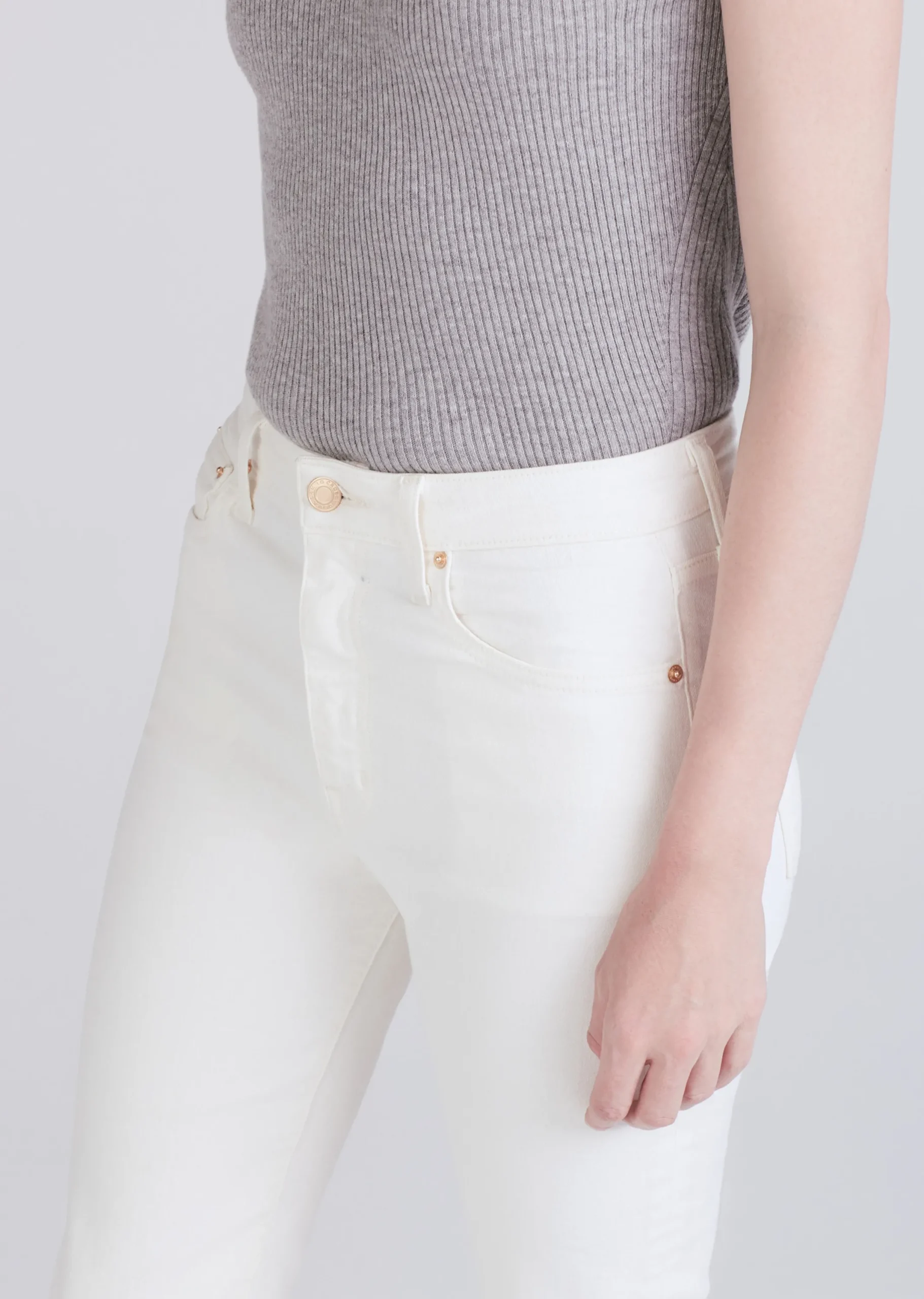 Derek Lam -Crosby High Rise Crop Flare Jeans Ivory
