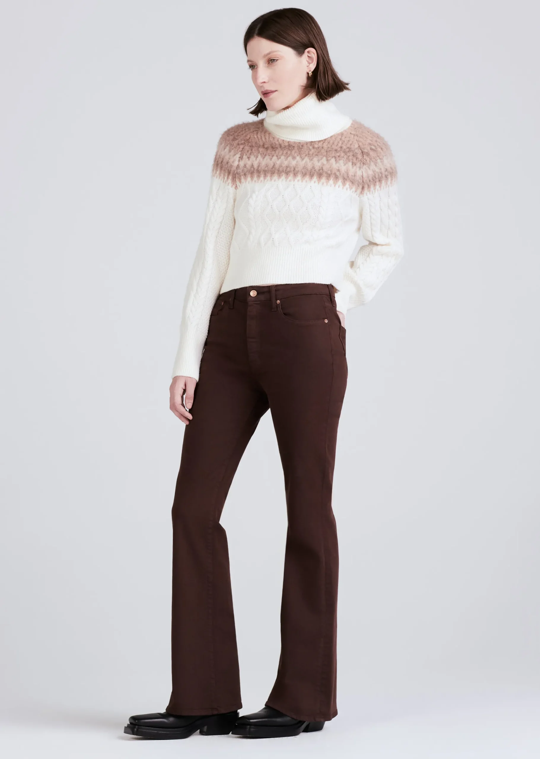 Derek Lam -Crosby High Rise Flare Jeans Chocolate Wash