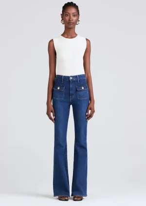 Derek Lam -Crosby Patch Pocket Flare Jeans Bedford Dark