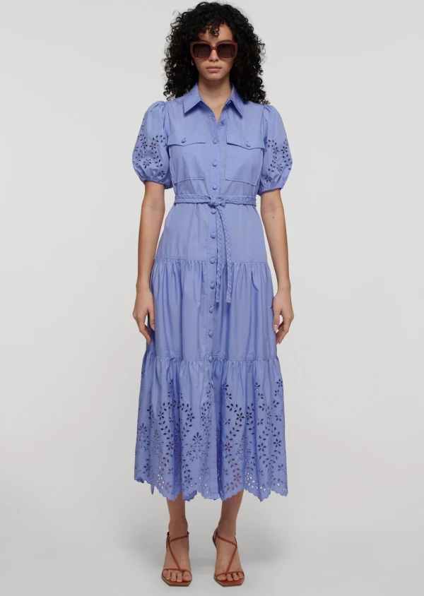 Derek Lam -Daphne Embroidered Shirt Dress Lilac