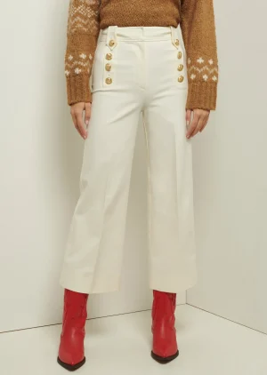Derek Lam -Delos Crop Wide Leg Sailor Pants Soft White