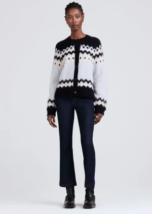 Derek Lam -Elani Fair Isle Cardigan Navy Multi