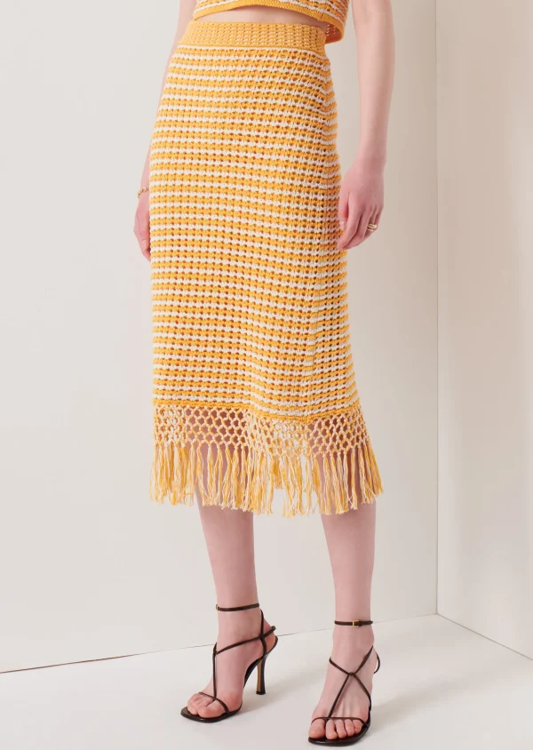 Derek Lam -Emerie Fringe Skirt Golden Orange