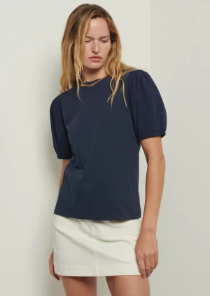 Derek Lam -Eva Puff Sleeve T-Shirt Navy