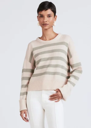 Derek Lam -Farah Stripe Crewneck Sweater Buttermilk-Sage