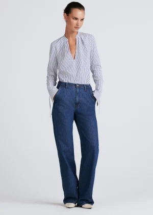 Derek Lam -Faye High Rise Tailored Wide Leg Bedford Dark
