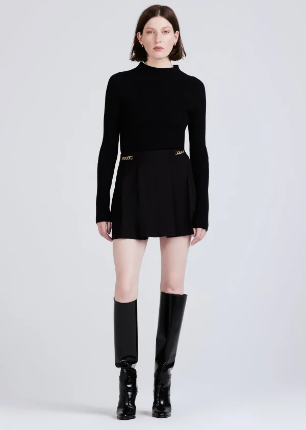 Derek Lam -Filomena Knit Combo Pleated Mini Dress Black