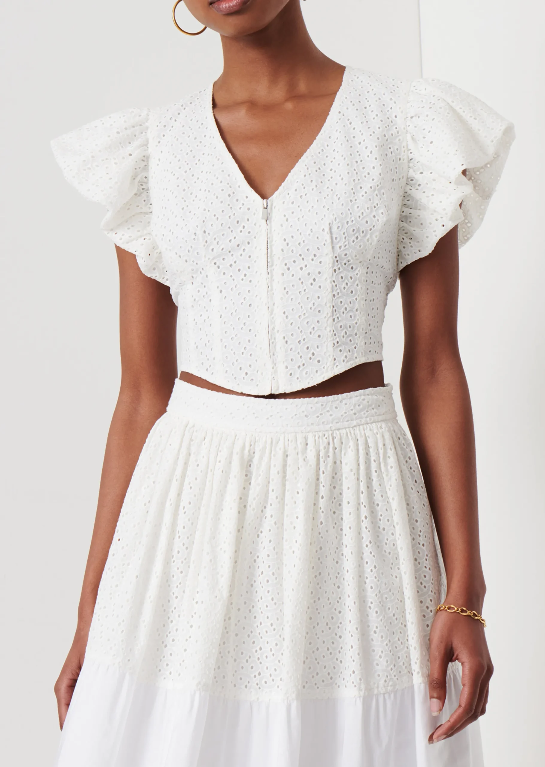 Derek Lam -Genna Balloon Sleeve Bustier Top White