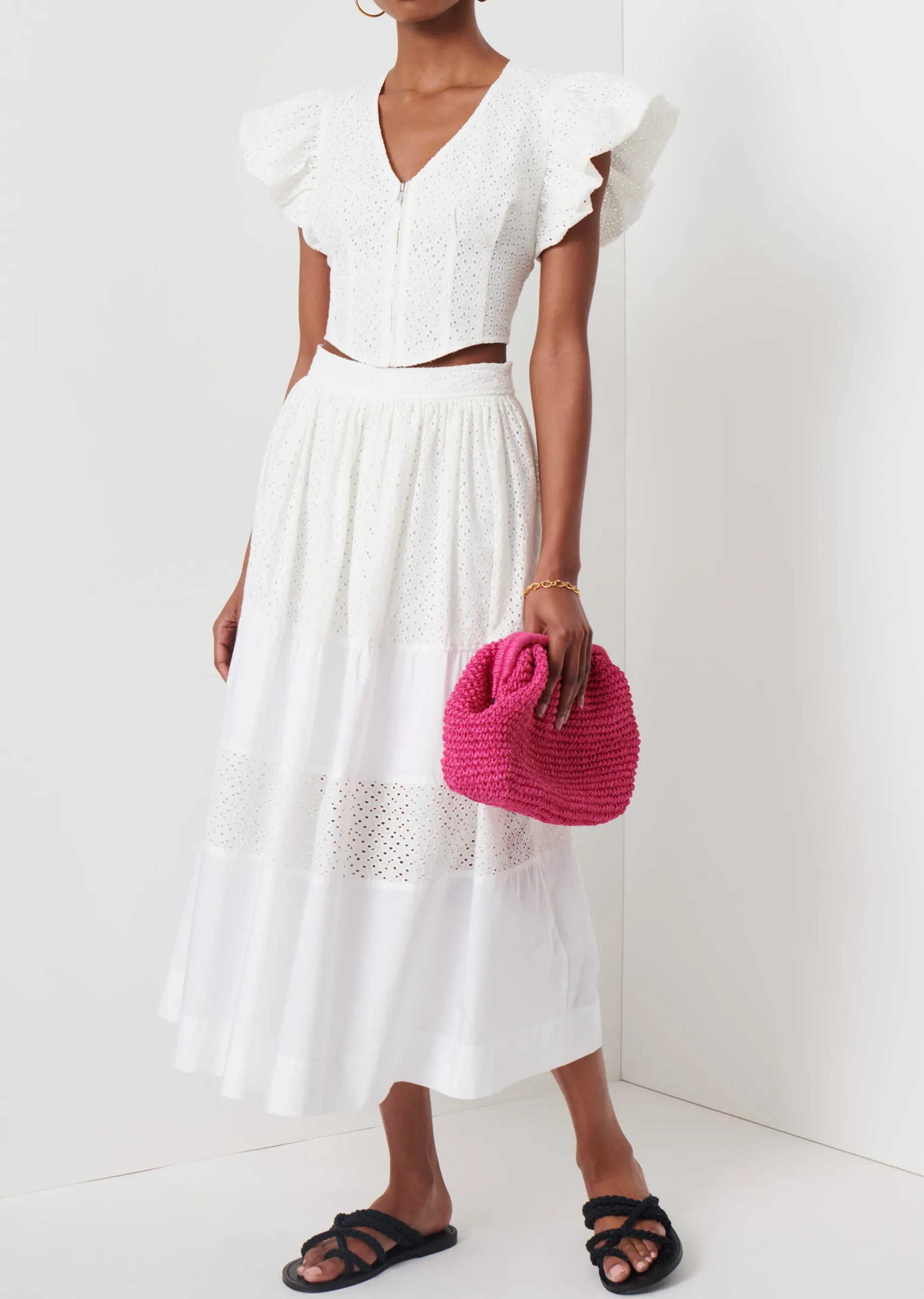 Derek Lam -Genna Balloon Sleeve Bustier Top White
