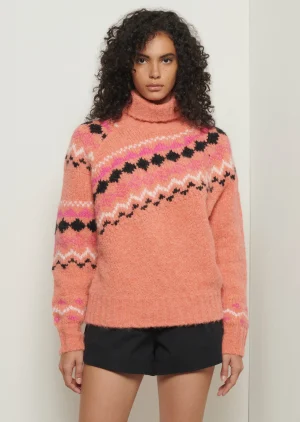 Derek Lam -Grammer Fair Isle Turtleneck Peach Multi