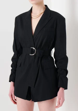 Derek Lam -Harrison Gathered Sleeve Blazer Black