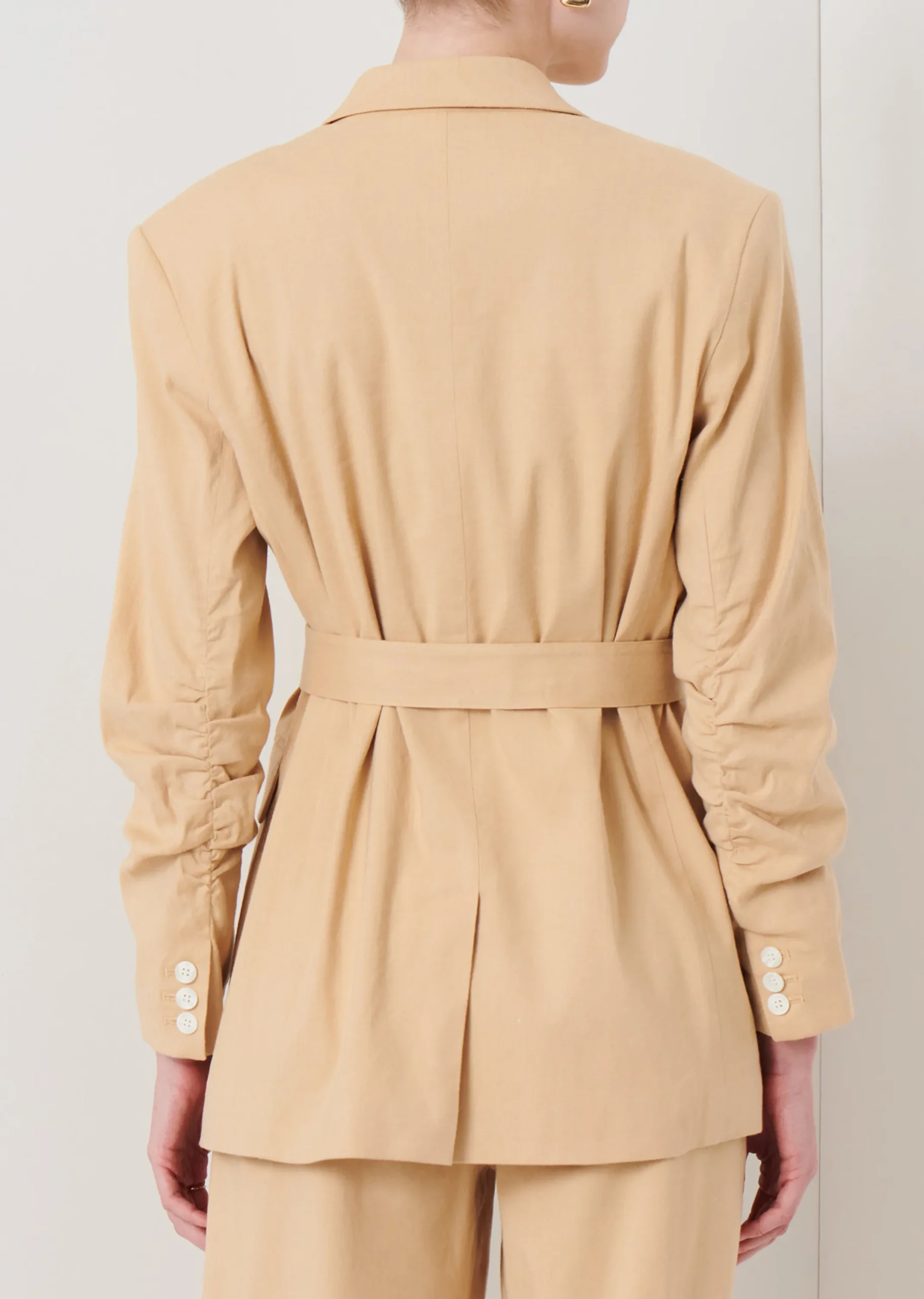 Derek Lam -Harrison Gathered Sleeve Blazer Almond