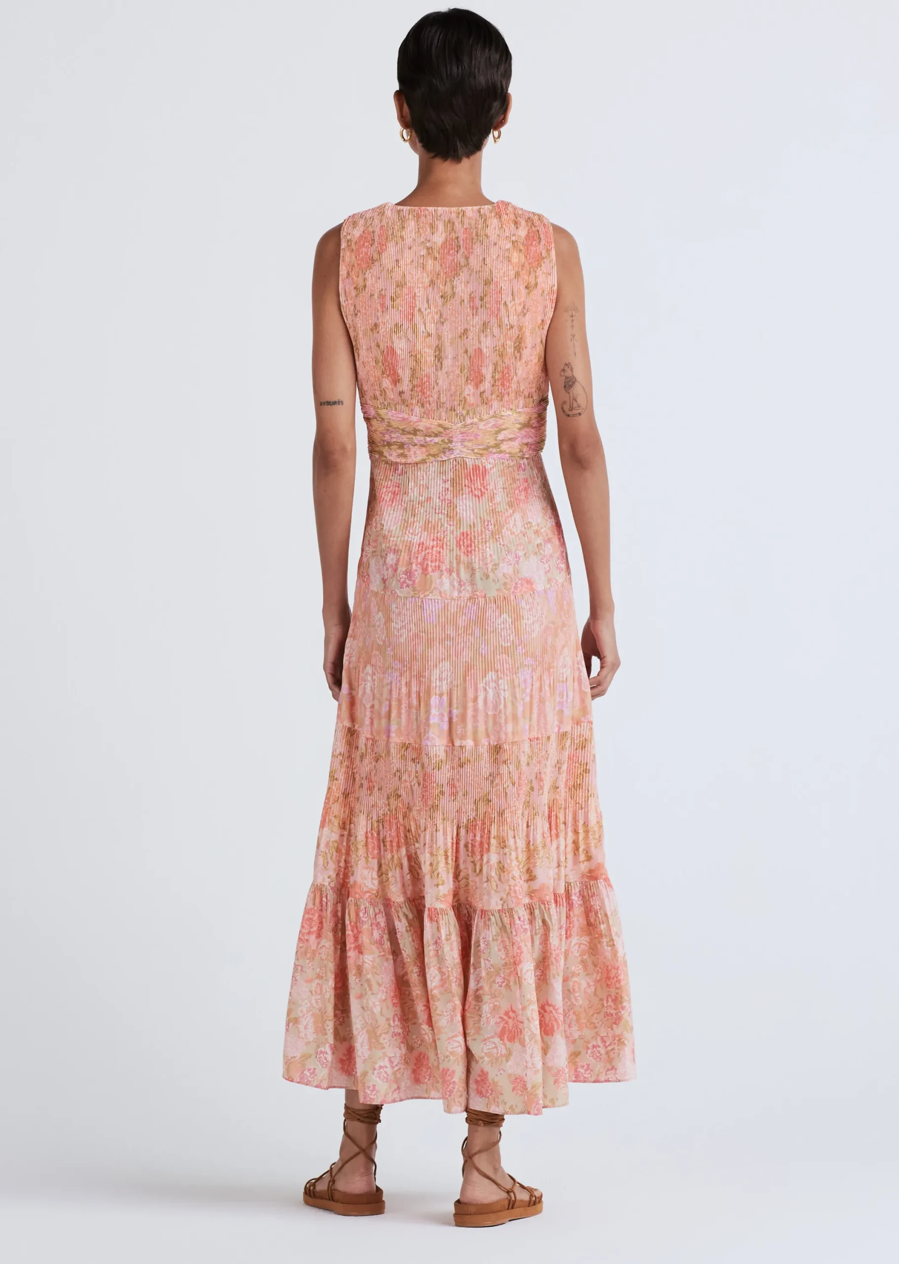 Derek Lam -Iris Pleated V-Neck Dress Patchwork Multi