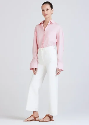 Derek Lam -Isla Cropped High Rise Wide Leg Jeans Ivory