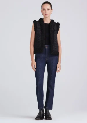 Derek Lam -Jaime Shearling Trimmed Embriodered Vest Black