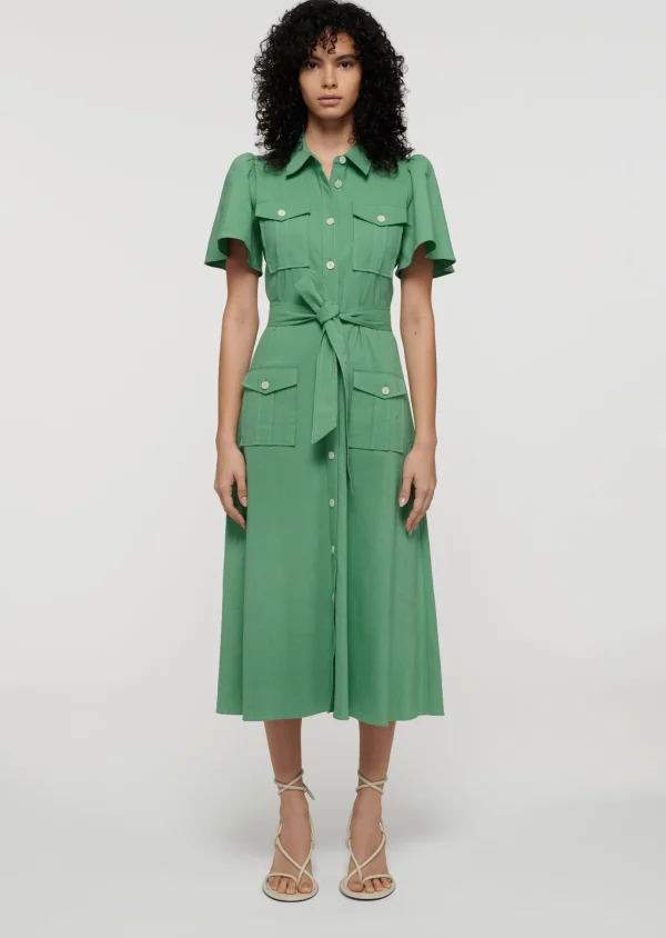 Derek Lam -Judy Short Sleeve Utility Shirt Dress Sage