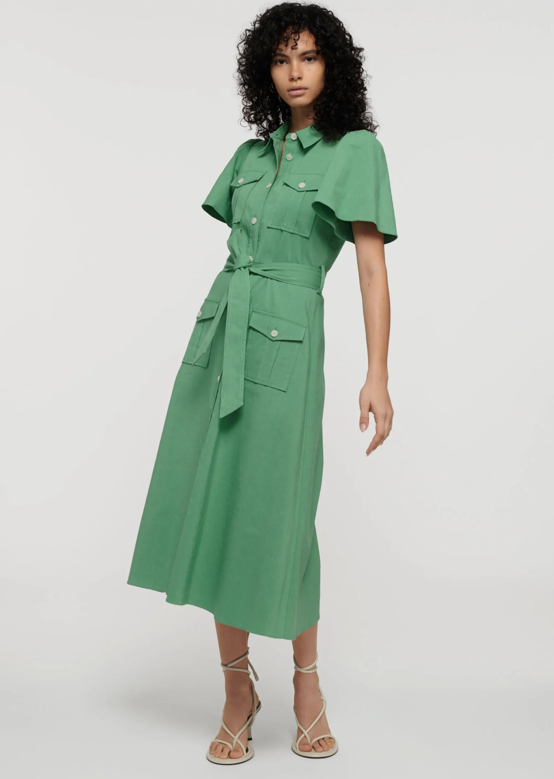Derek Lam -Judy Short Sleeve Utility Shirt Dress Sage