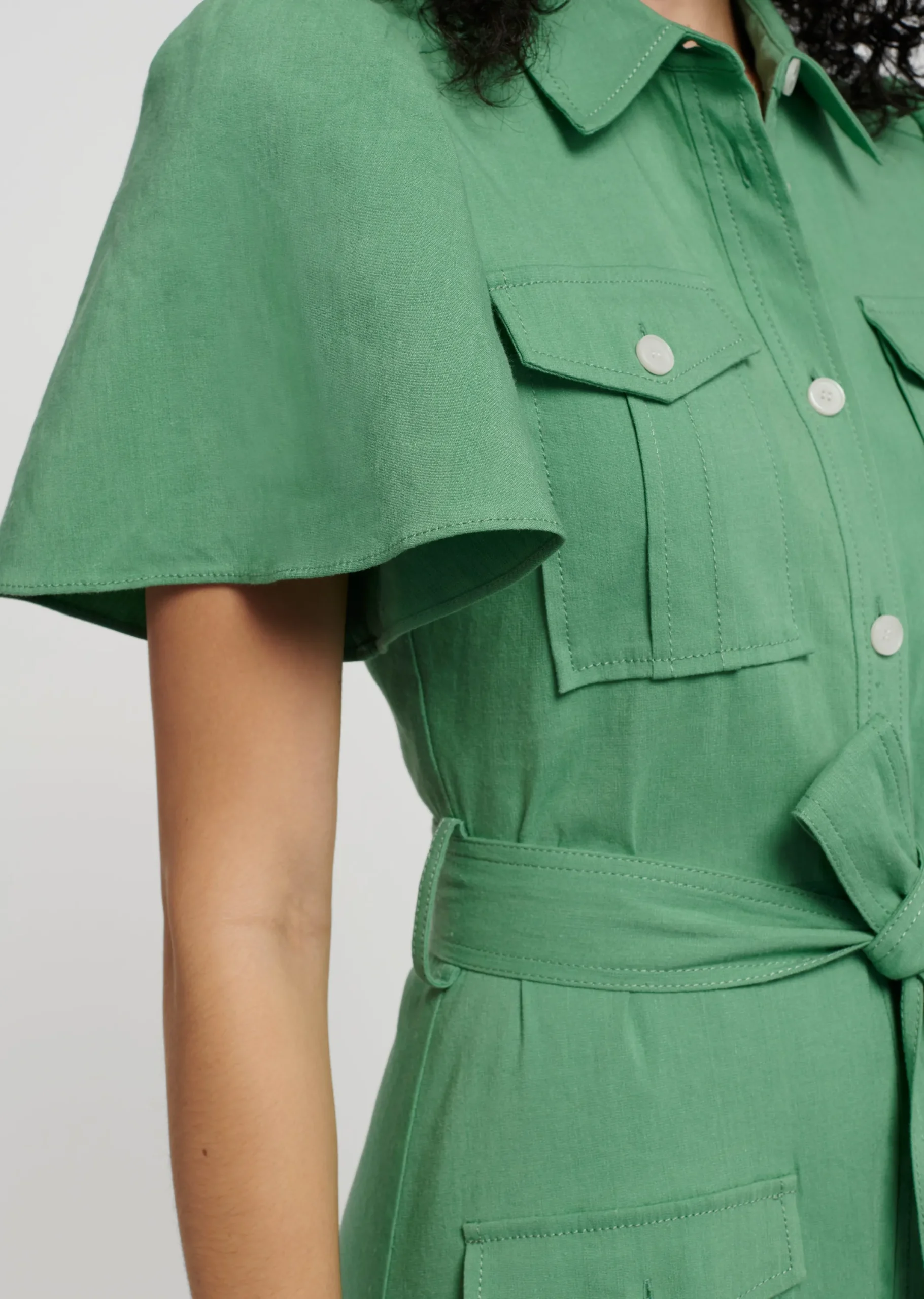 Derek Lam -Judy Short Sleeve Utility Shirt Dress Sage