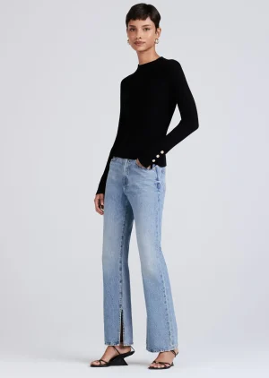Derek Lam -Kassandra Ribbed Mock Neck Sweater Black