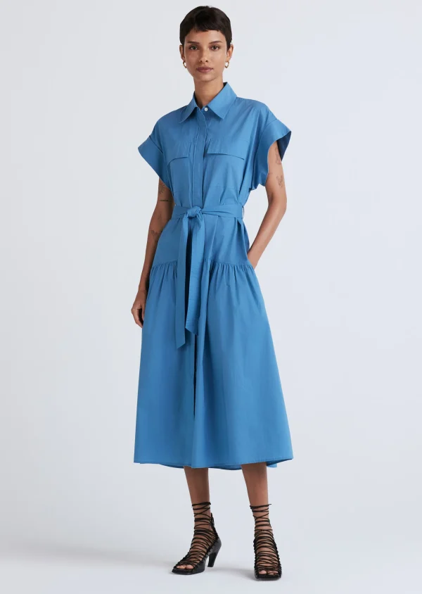 Derek Lam -Laurel Sleeveless Shirt Dress Steel Blue