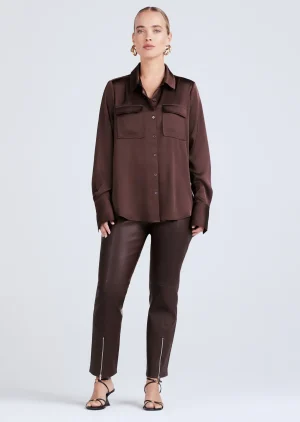 Derek Lam -Lorena Button Down Blouse Chocolate