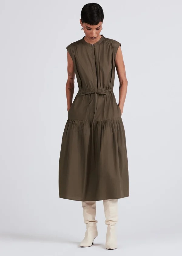 Derek Lam -Margaret Waist Tie Sleeveless Midi Dress Grape Leaf