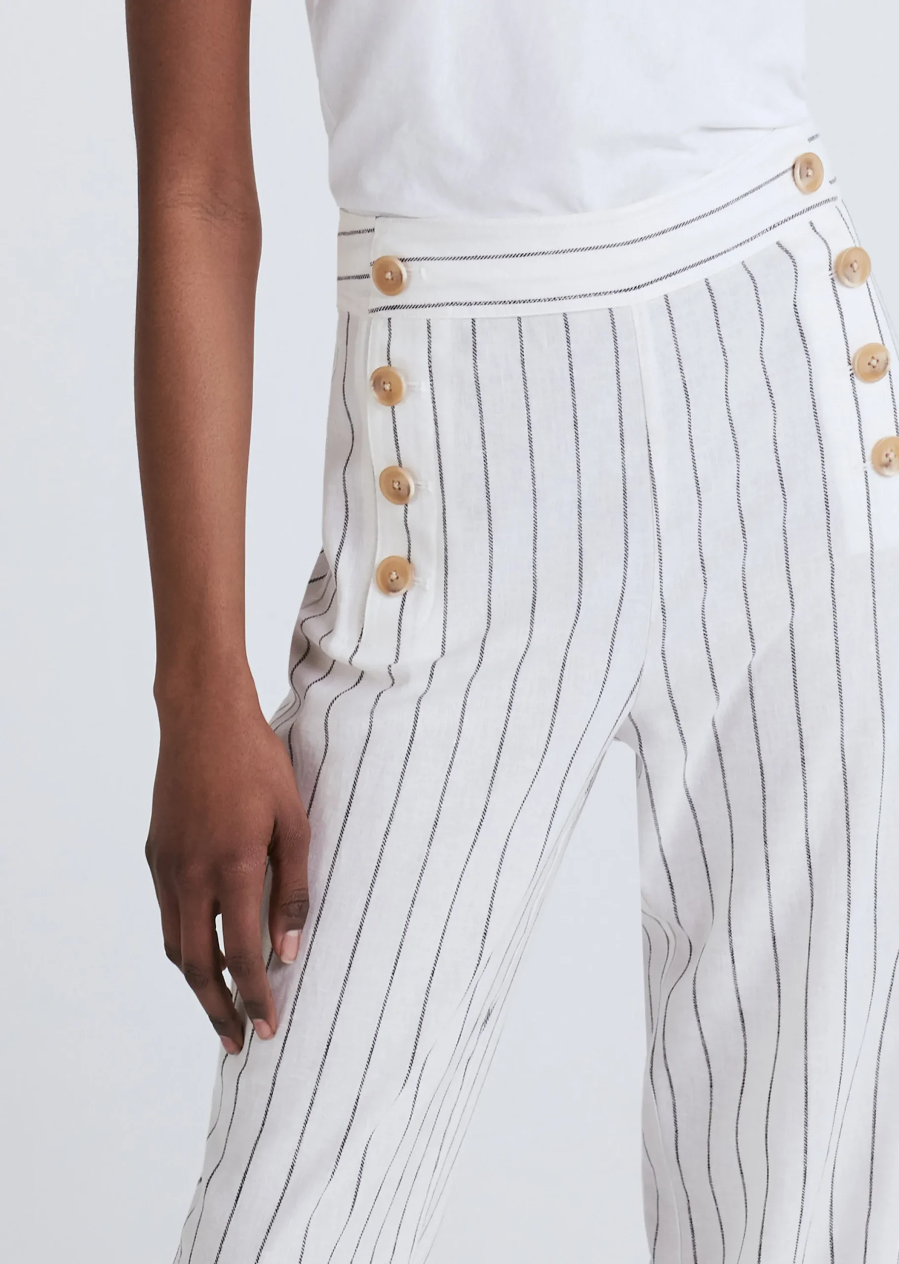 Derek Lam -Massimo Wide Leg Sailor Pants Ivory-Midnight