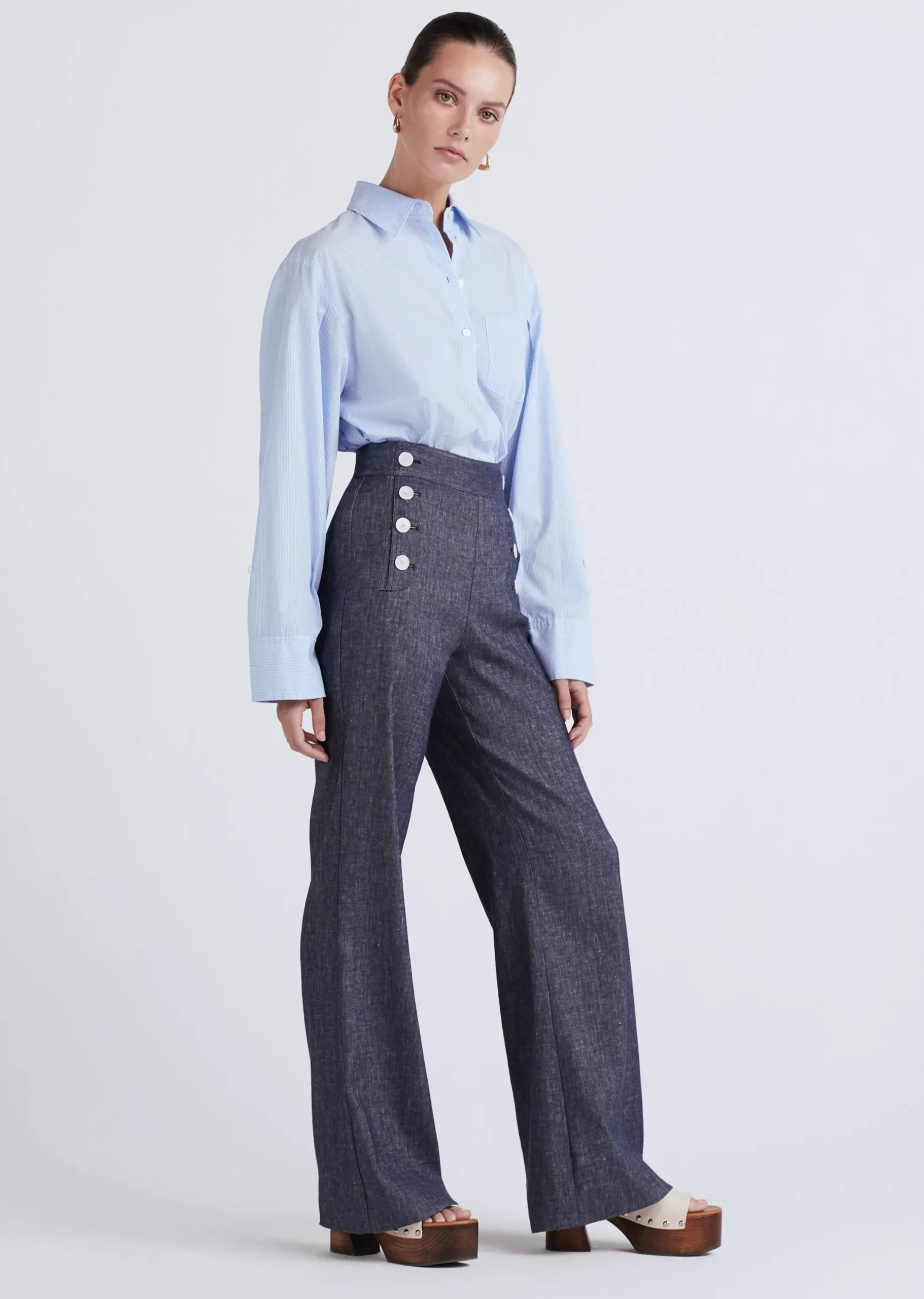 Derek Lam -Massimo Wide Leg Sailor Pants Indigo