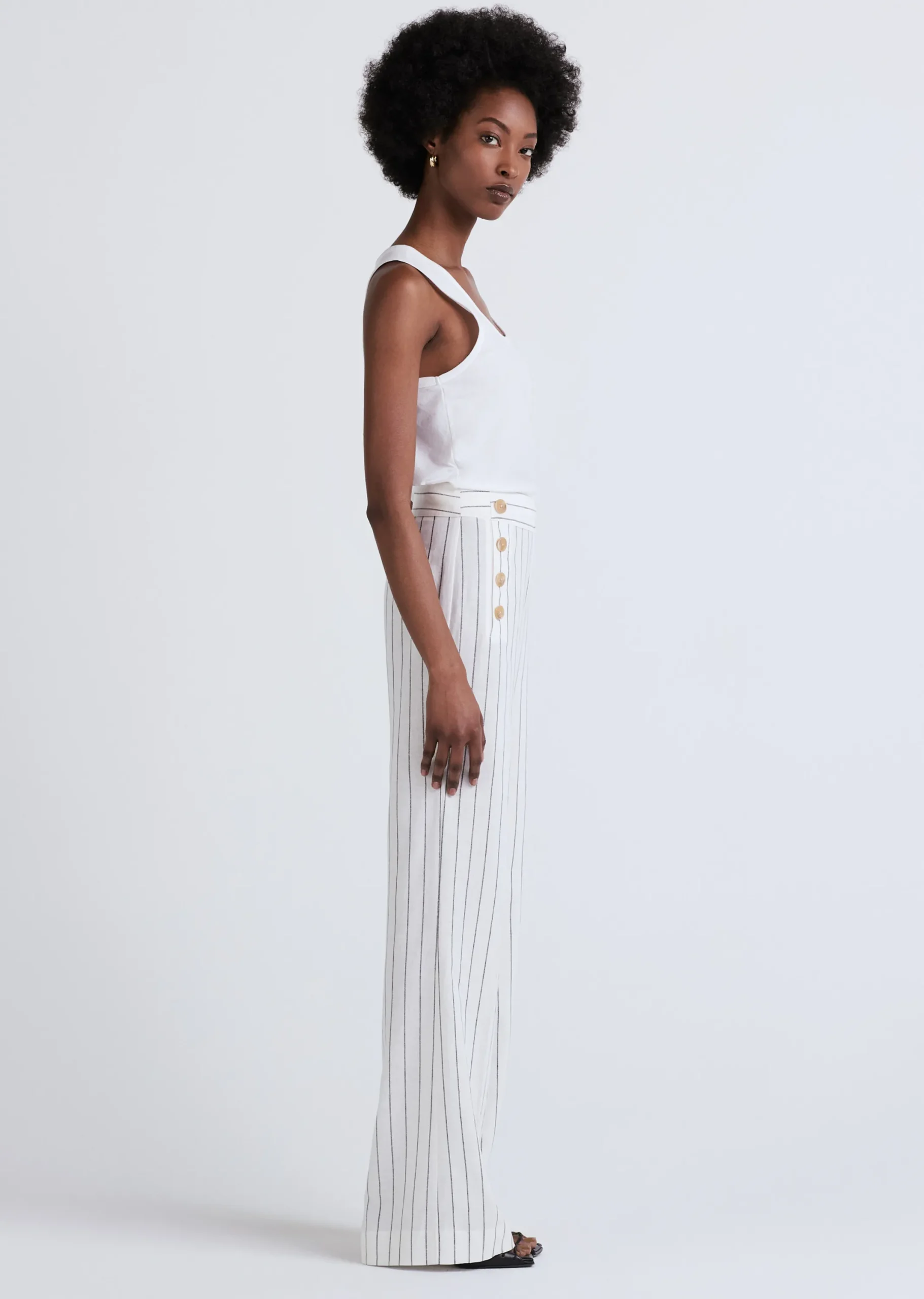 Derek Lam -Massimo Wide Leg Sailor Pants Ivory-Midnight