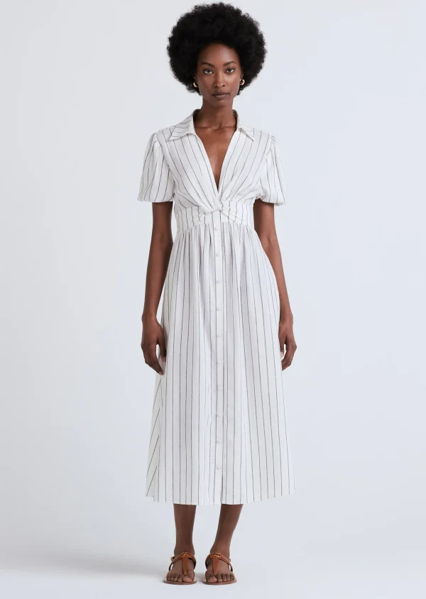 Derek Lam -Maya Twist Front Maxi Dress Ivory-Midnight