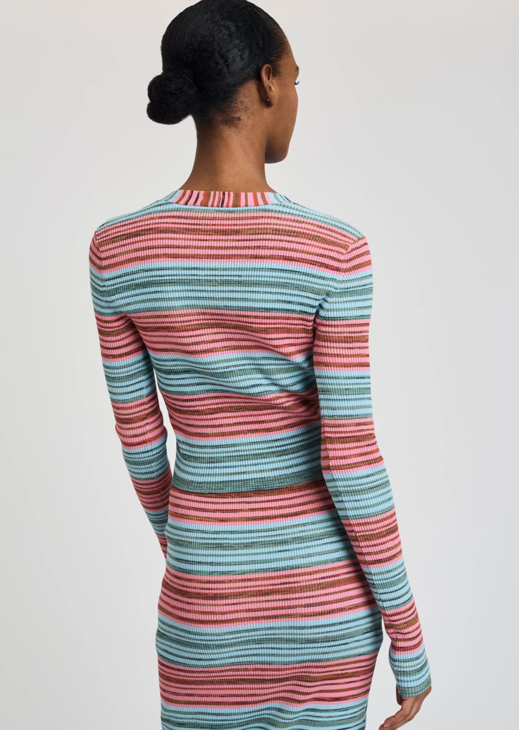 Derek Lam -Milana Cropped Henley Multicolor Space Dye